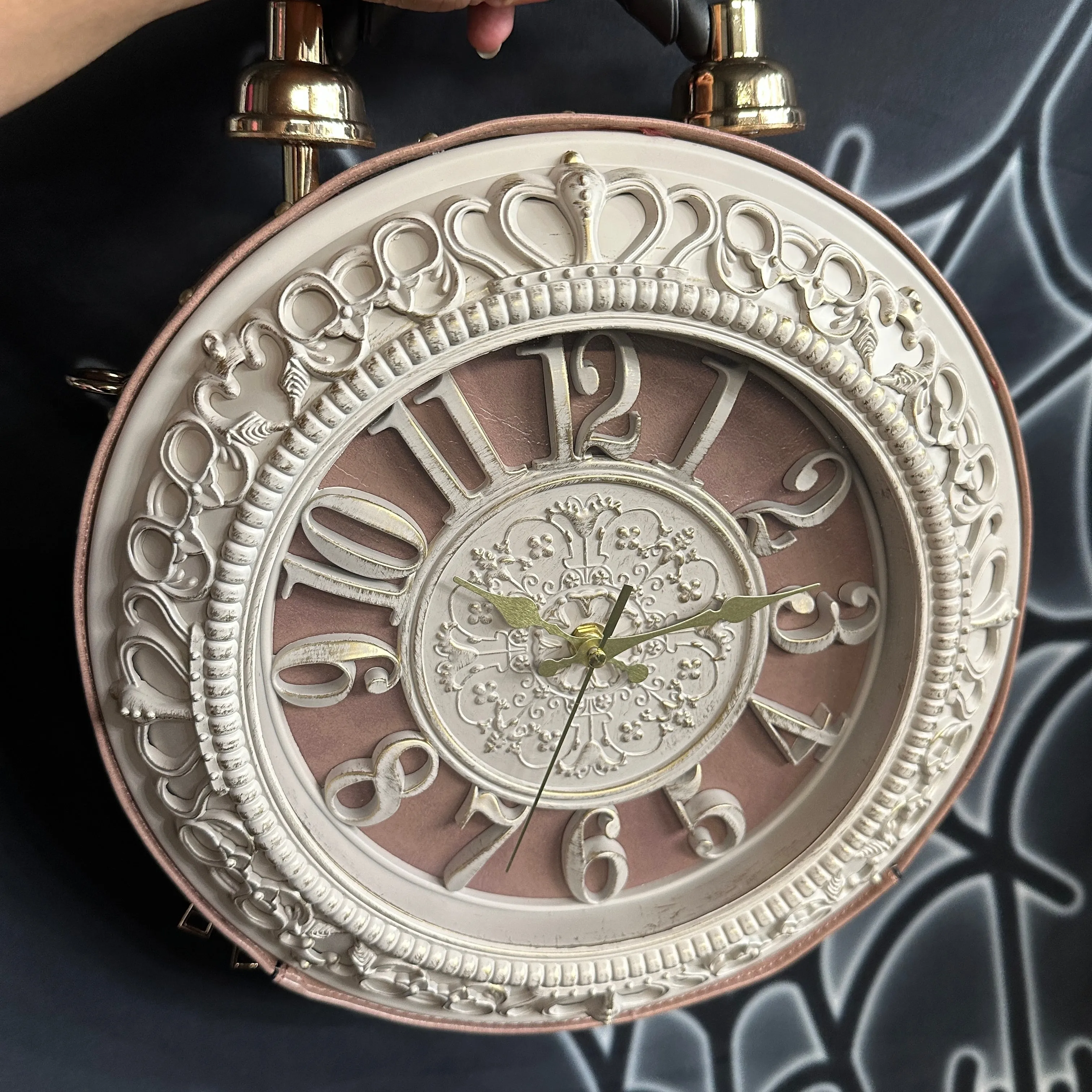 Pink Vintage Clock Convertible Handbag