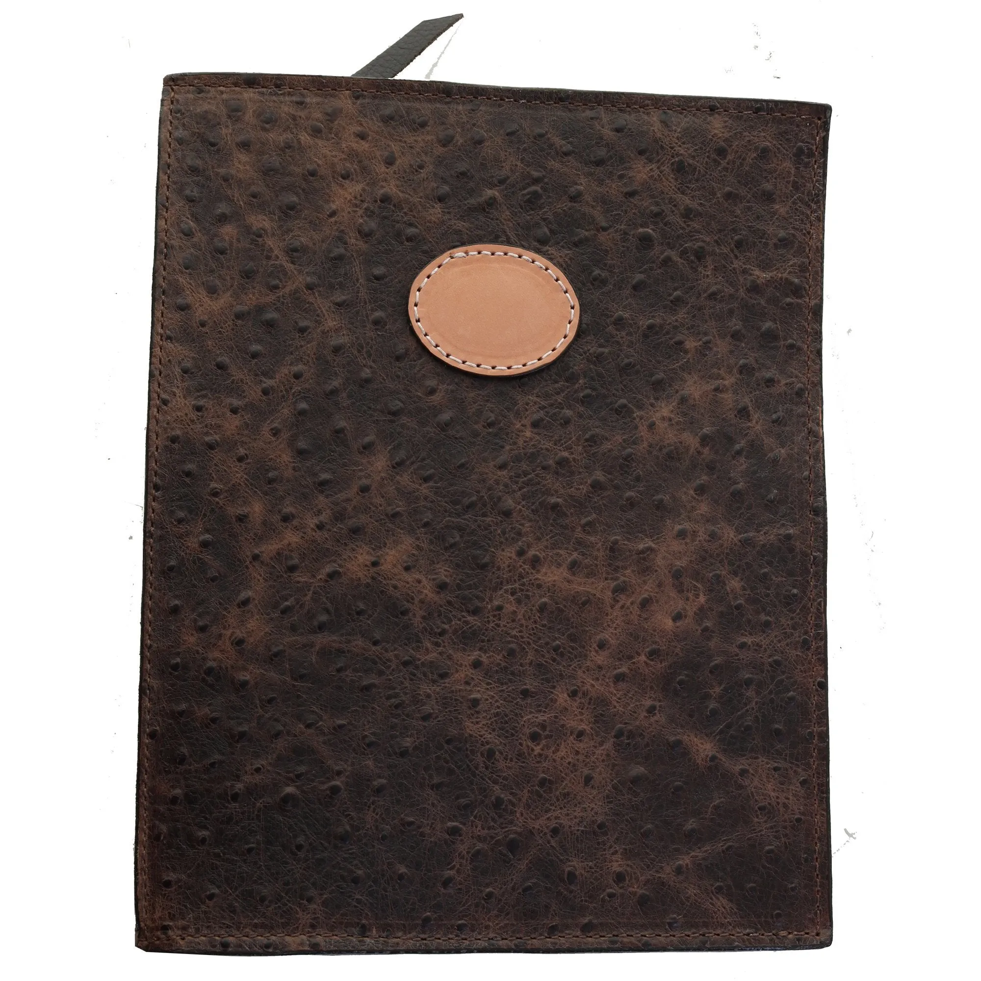 PORT46AP - Chocolate Ostrich Print Portfolio w/Plaque