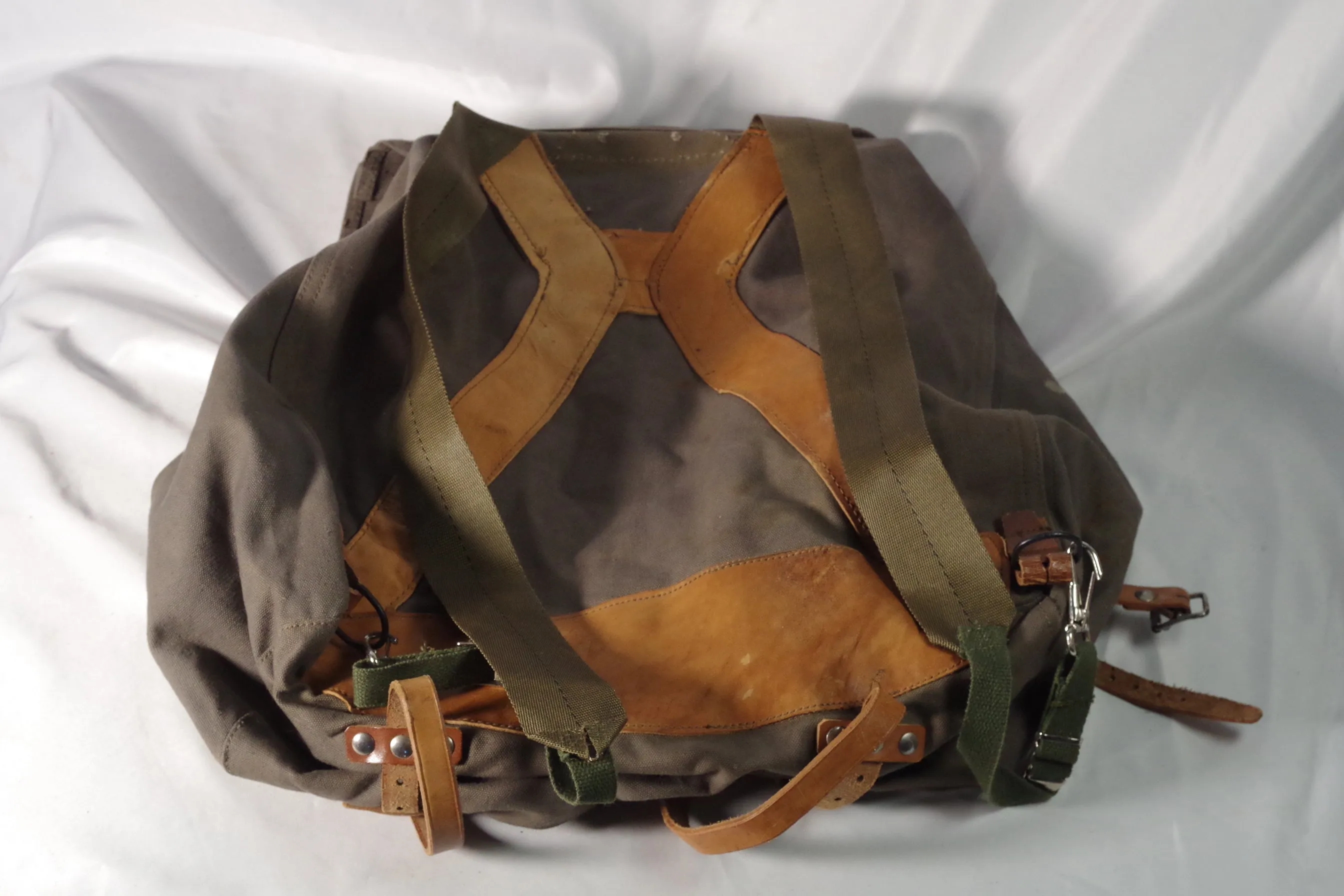Practical Vintage Canvas and Leather Military Backpack