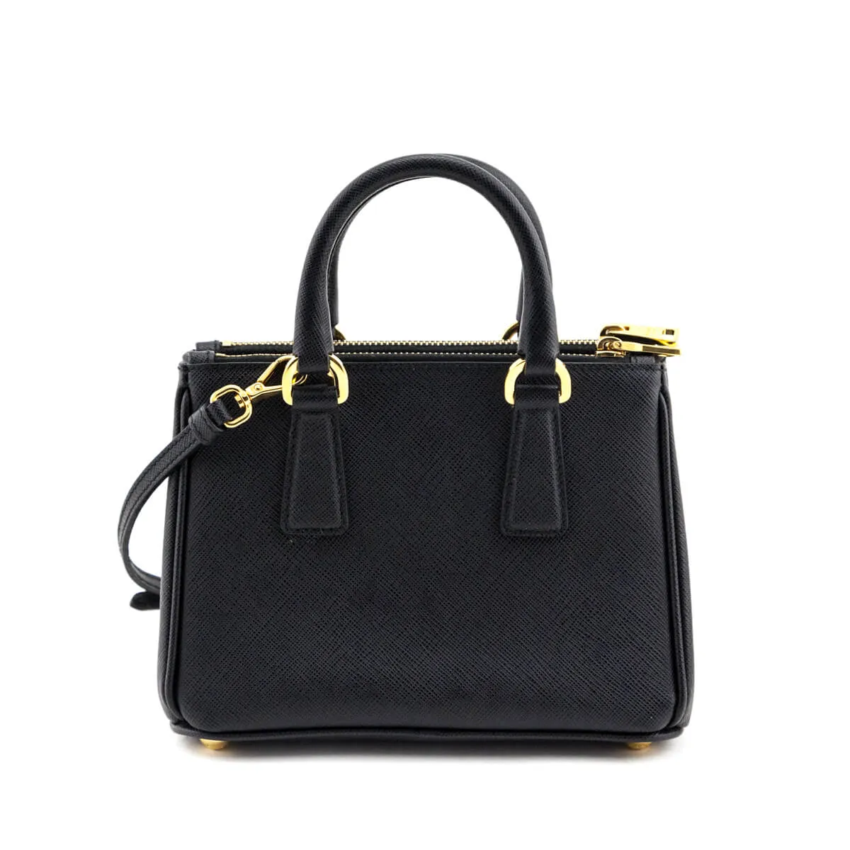 Prada Black Saffiano Lux Mini Galleria Double Zip Tote