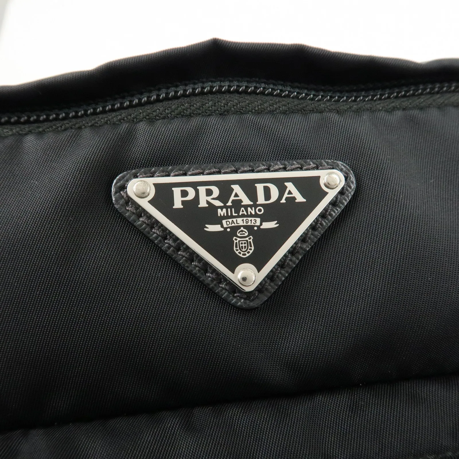 PRADA Logo Nylon Leather Waist Bag Crossbody Bag Black Used