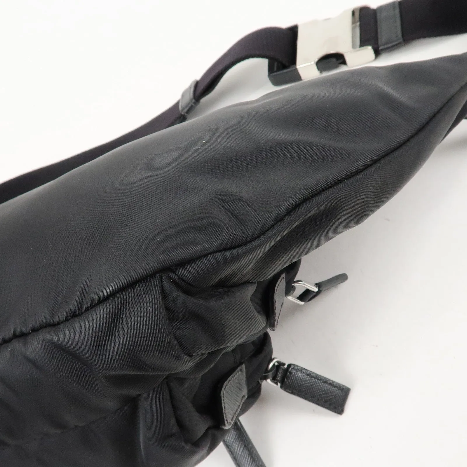 PRADA Logo Nylon Leather Waist Bag Crossbody Bag Black Used