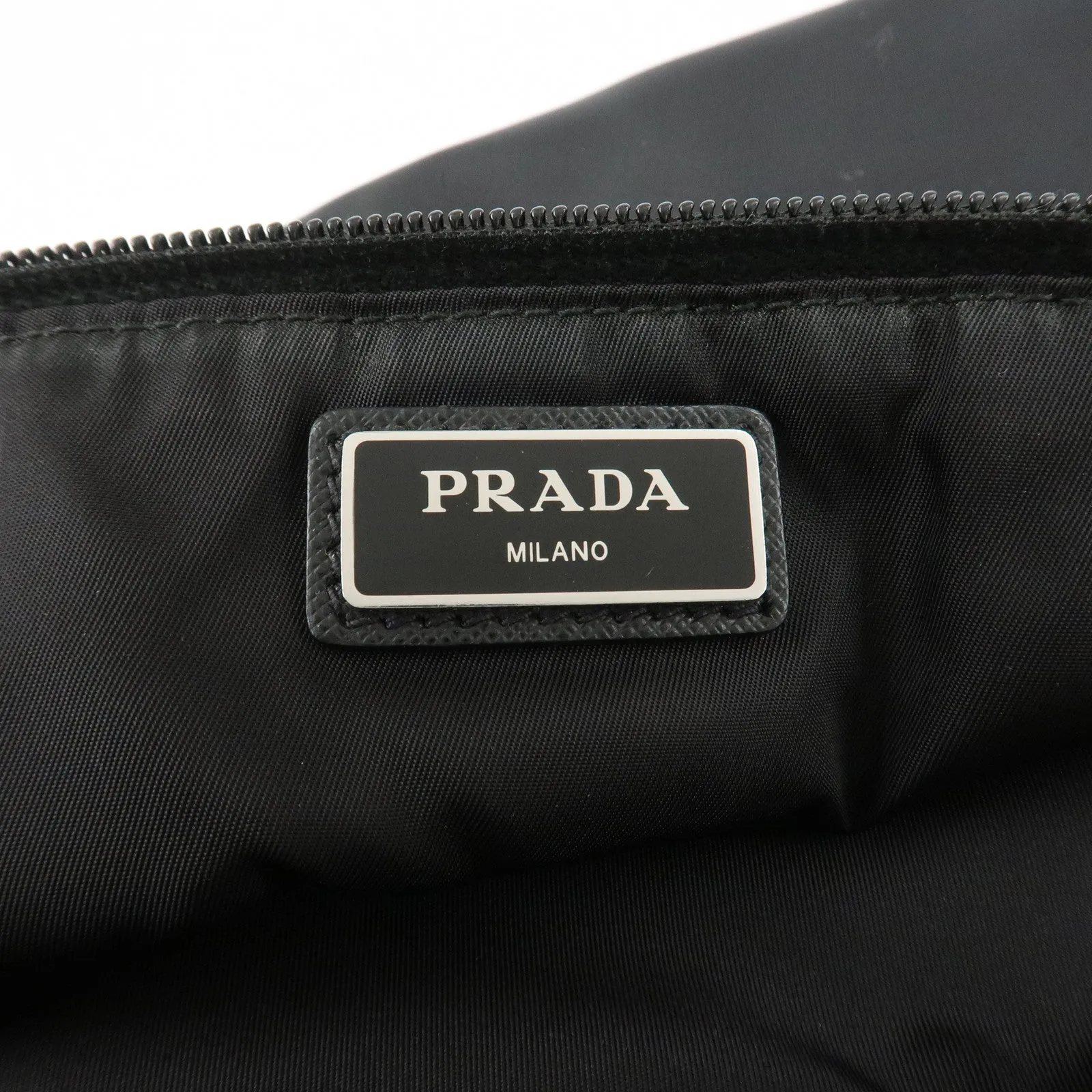 PRADA Logo Nylon Leather Waist Bag Crossbody Bag Black Used