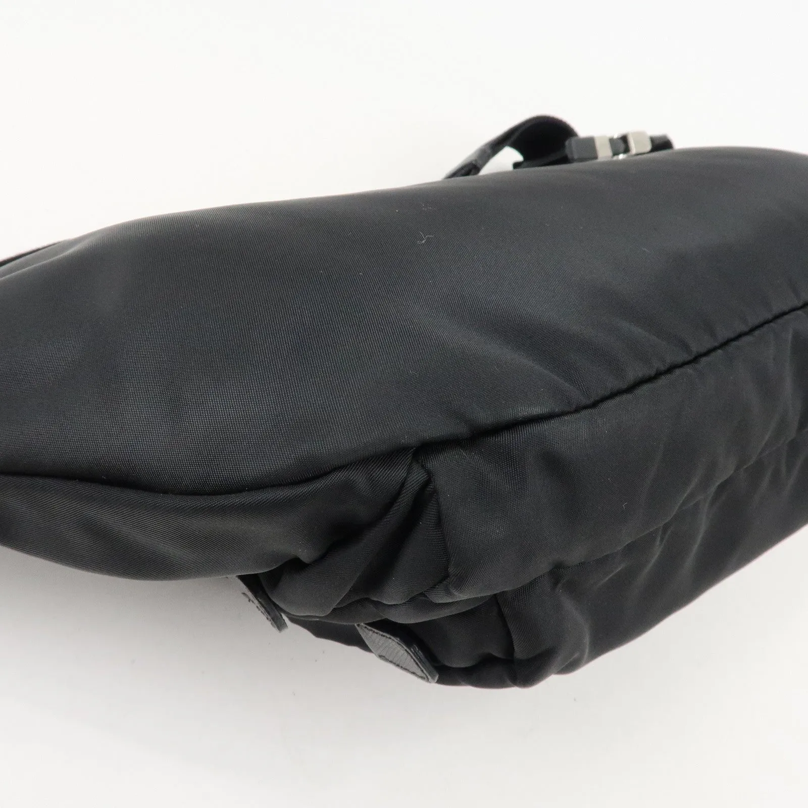 PRADA Logo Nylon Leather Waist Bag Crossbody Bag Black Used