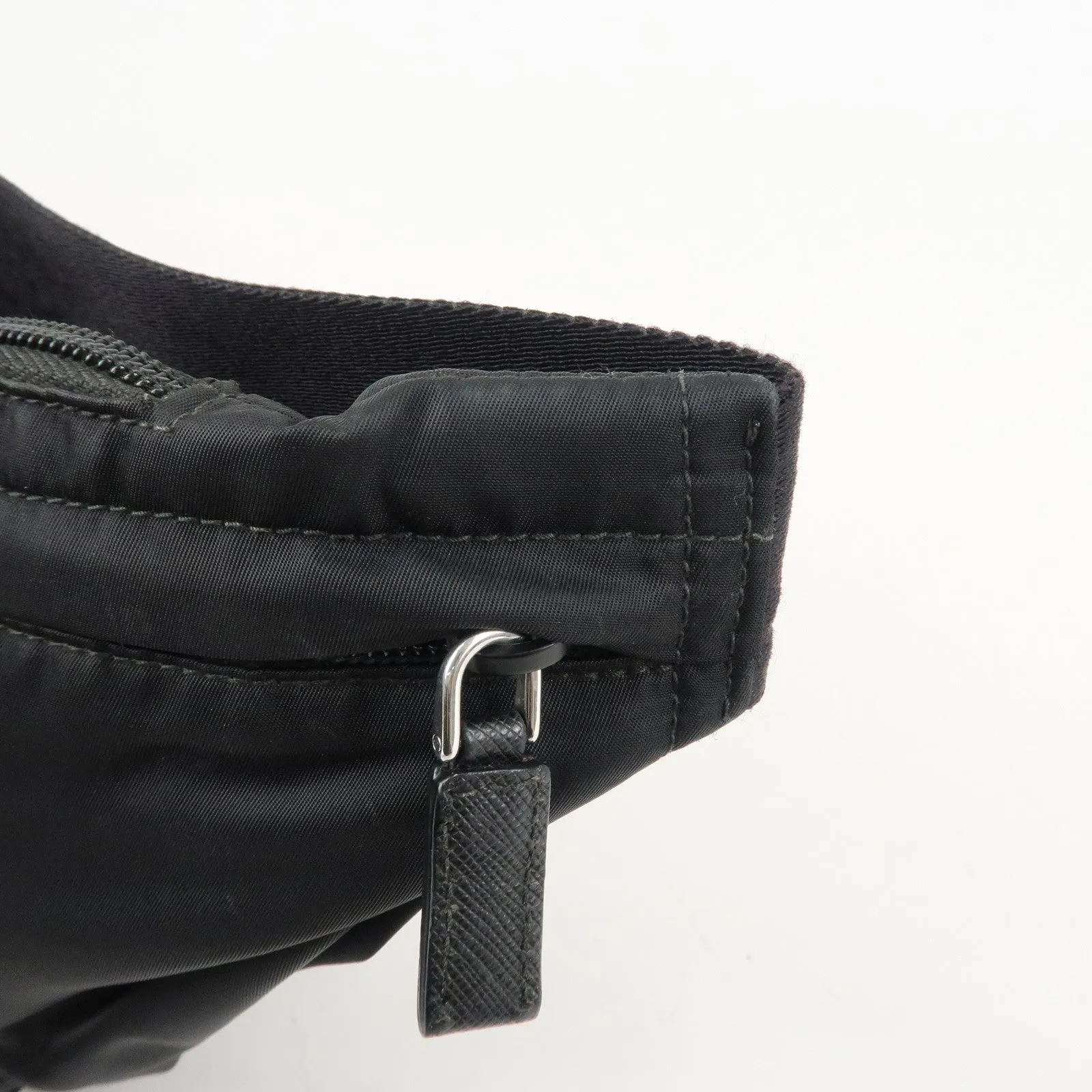 PRADA Logo Nylon Leather Waist Bag Crossbody Bag Black Used