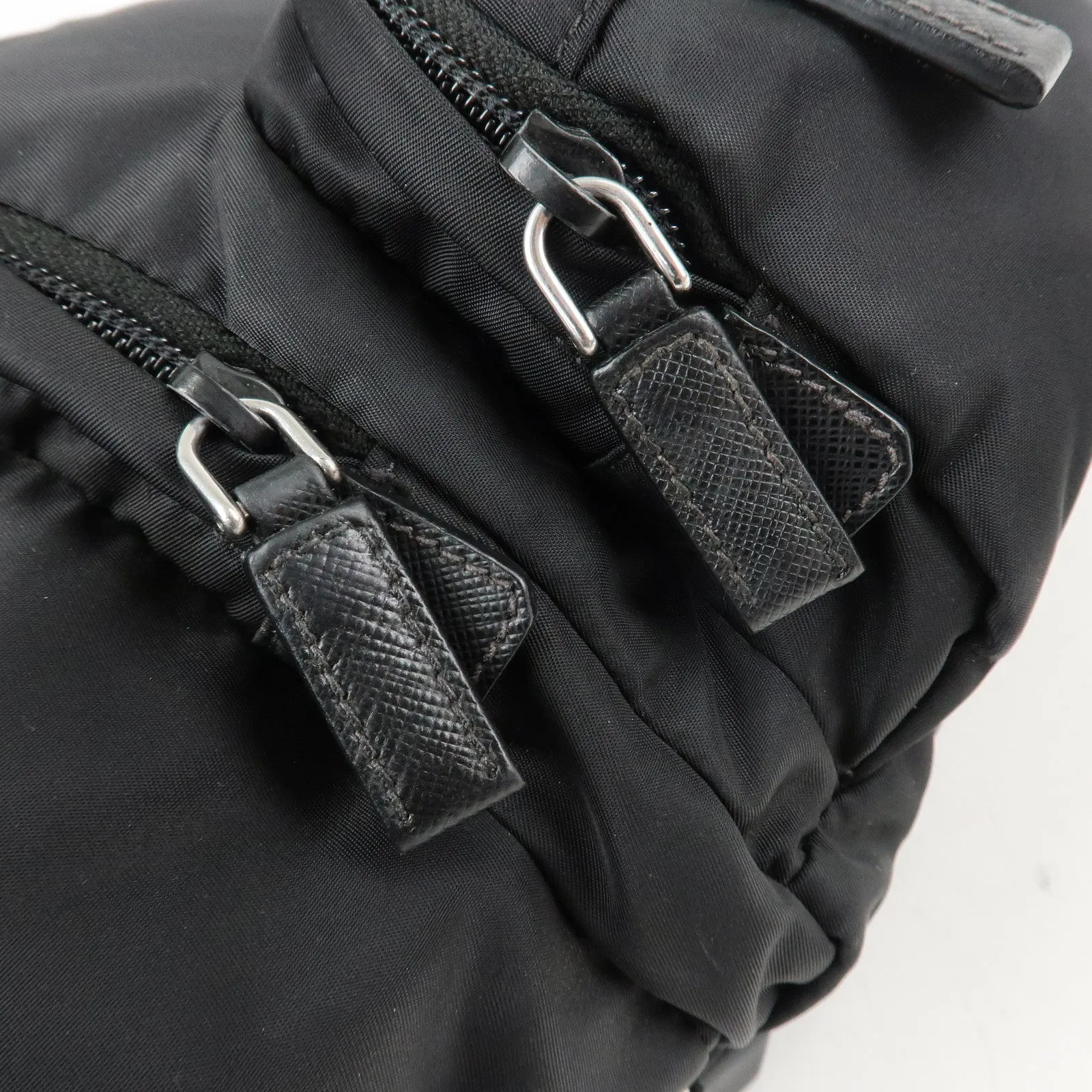 PRADA Logo Nylon Leather Waist Bag Crossbody Bag Black Used