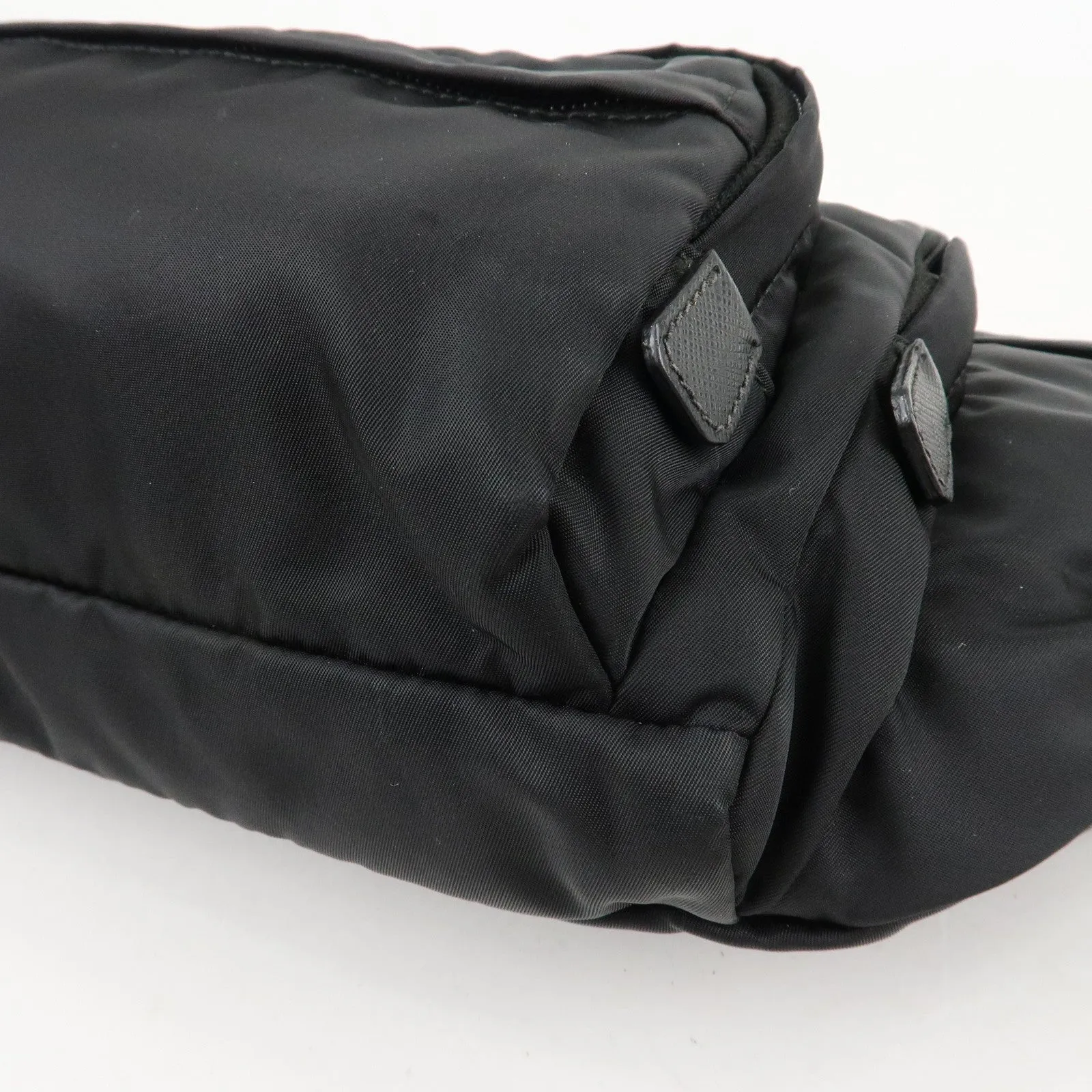 PRADA Logo Nylon Leather Waist Bag Crossbody Bag Black Used