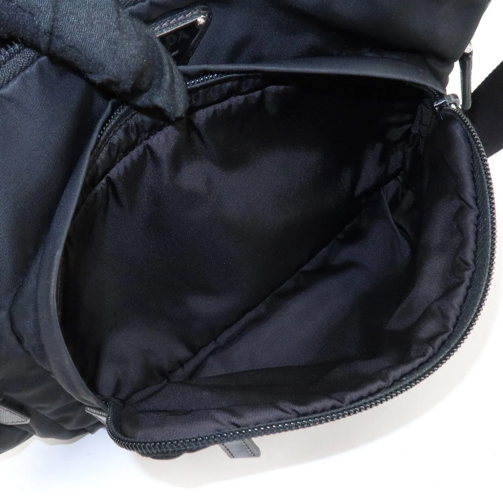 PRADA Logo Nylon Leather Waist Bag Crossbody Bag Black Used
