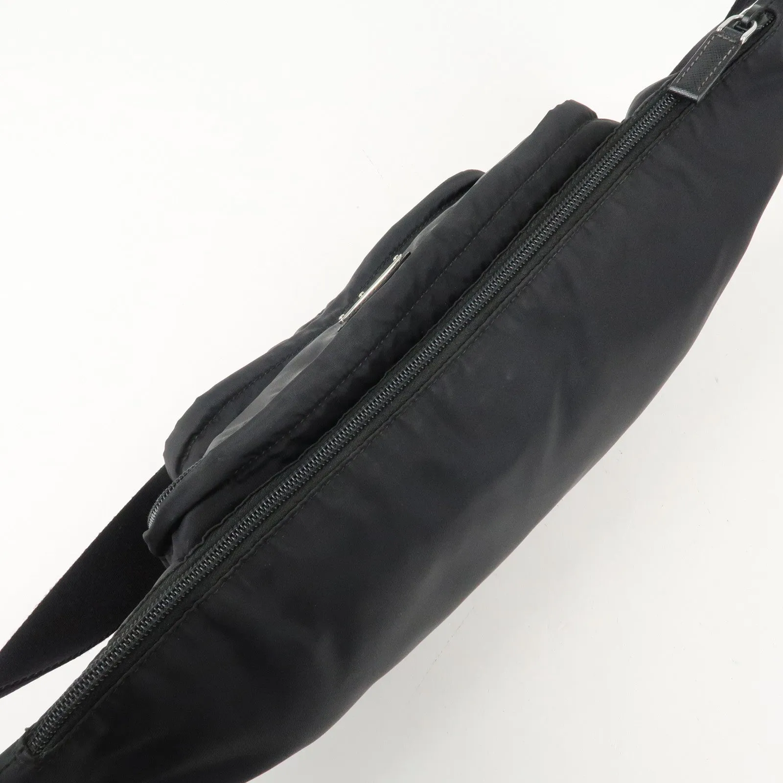 PRADA Logo Nylon Leather Waist Bag Crossbody Bag Black Used