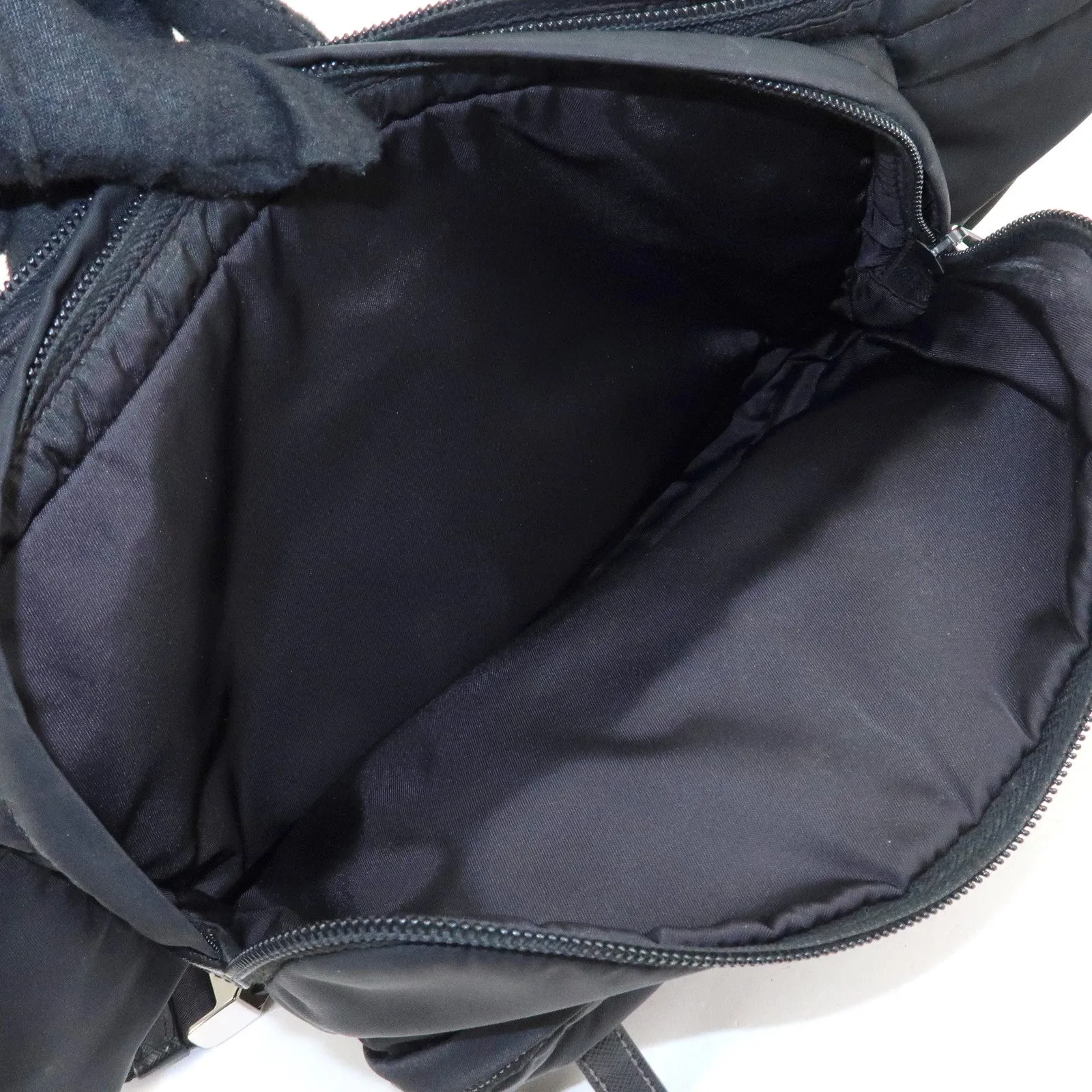 PRADA Logo Nylon Leather Waist Bag Crossbody Bag Black Used