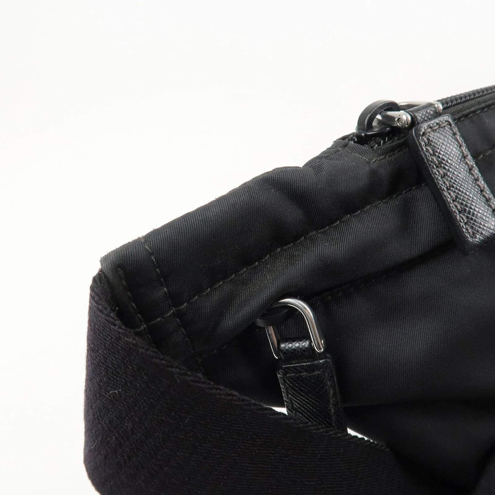 PRADA Logo Nylon Leather Waist Bag Crossbody Bag Black Used
