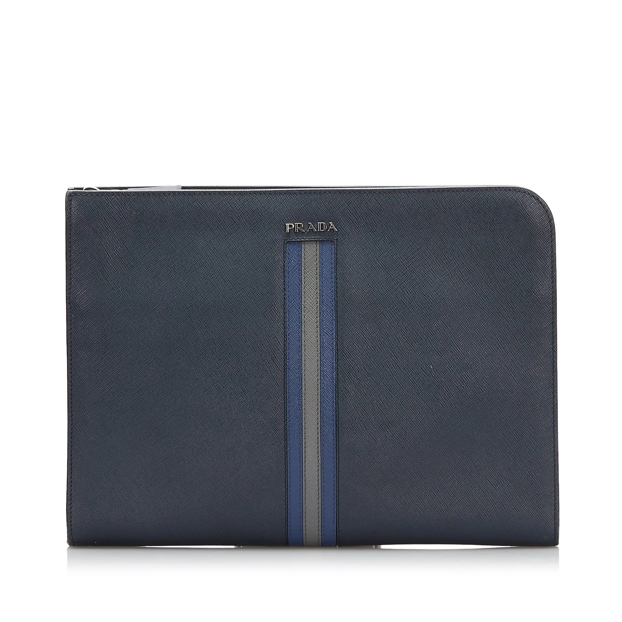 PRADA Saffiano Zip Around Portfolio Clutch Bag