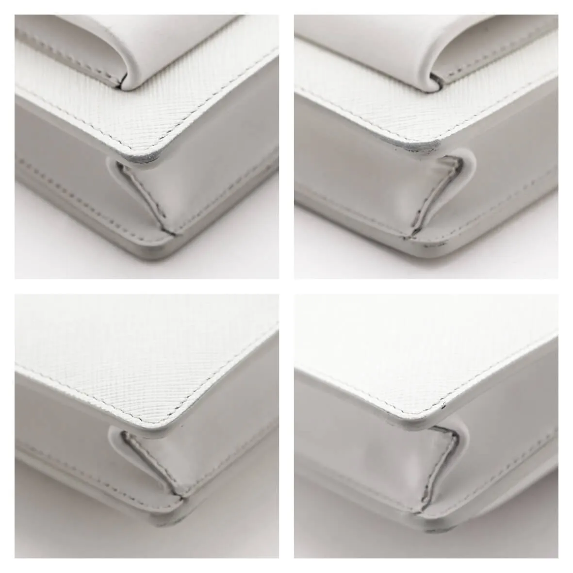 Prada White Saffiano City Calf Mini Envelope Crossbody Bag