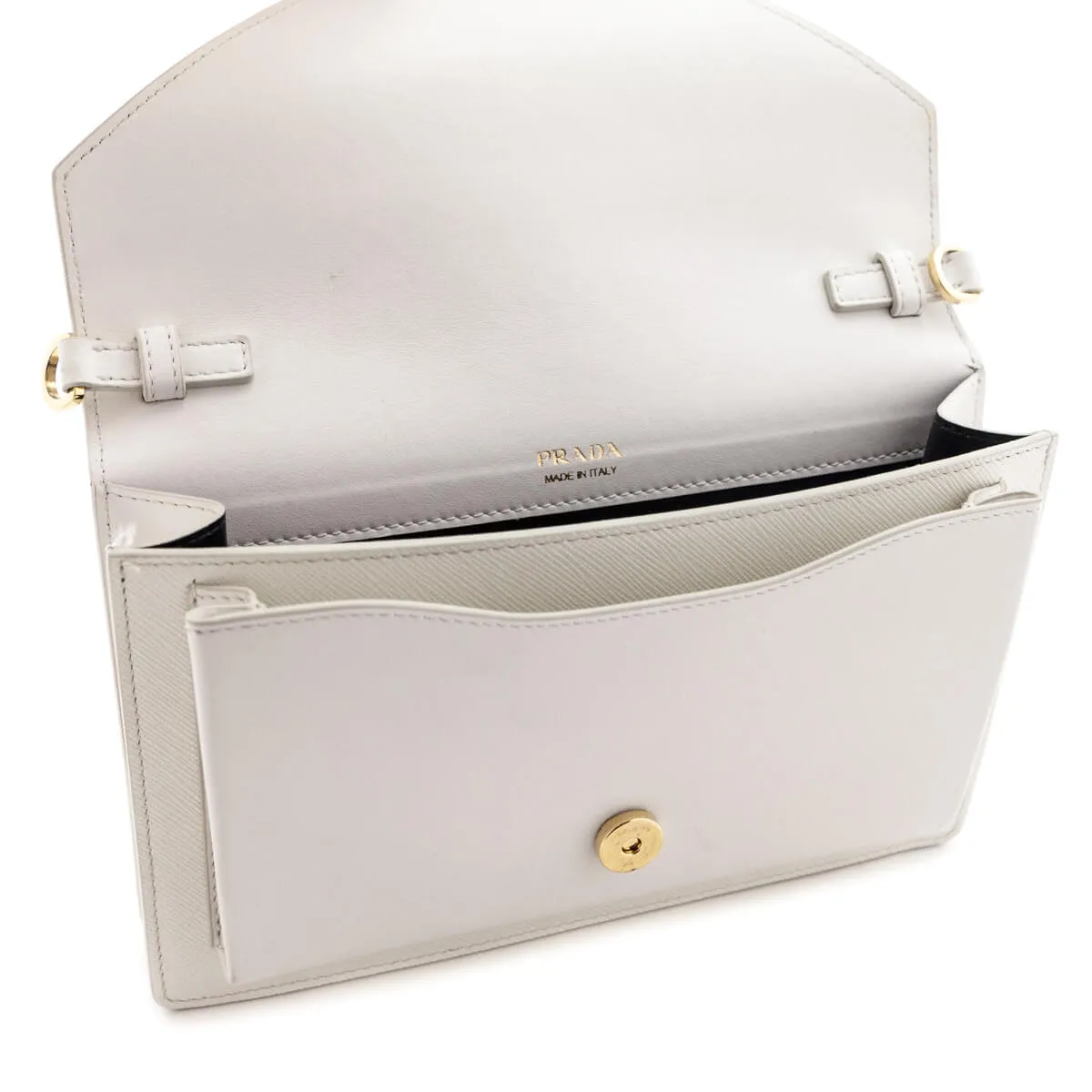 Prada White Saffiano City Calf Mini Envelope Crossbody Bag
