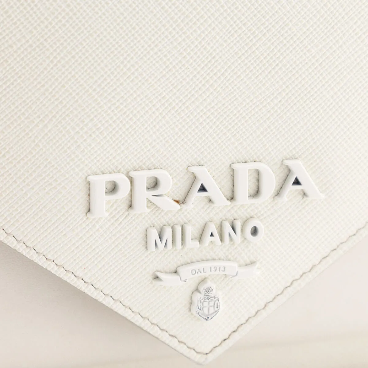 Prada White Saffiano City Calf Mini Envelope Crossbody Bag