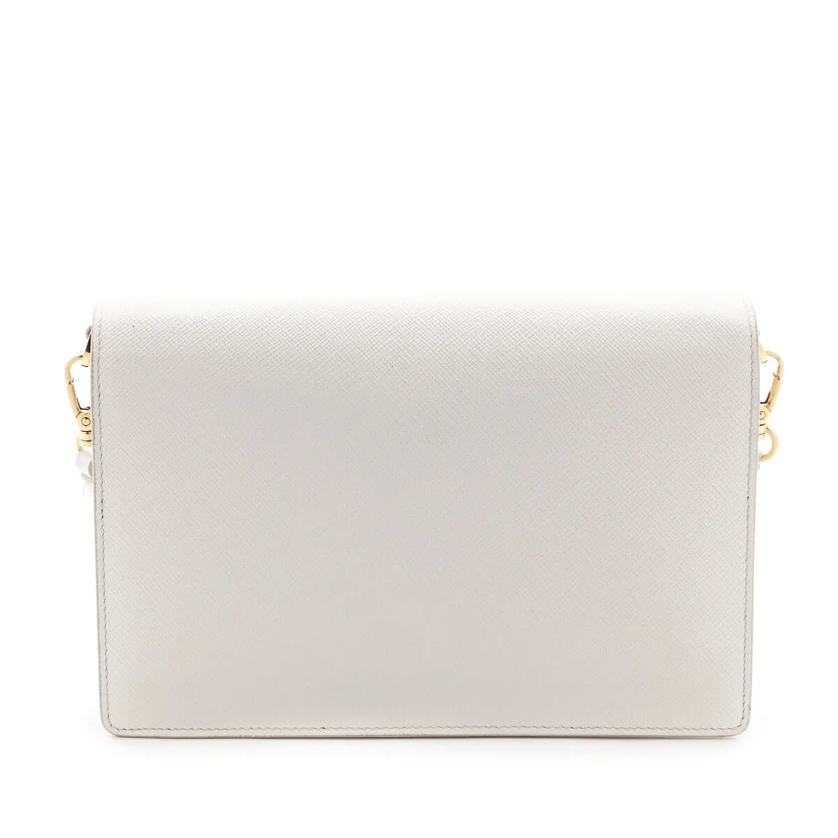 Prada White Saffiano City Calf Mini Envelope Crossbody Bag