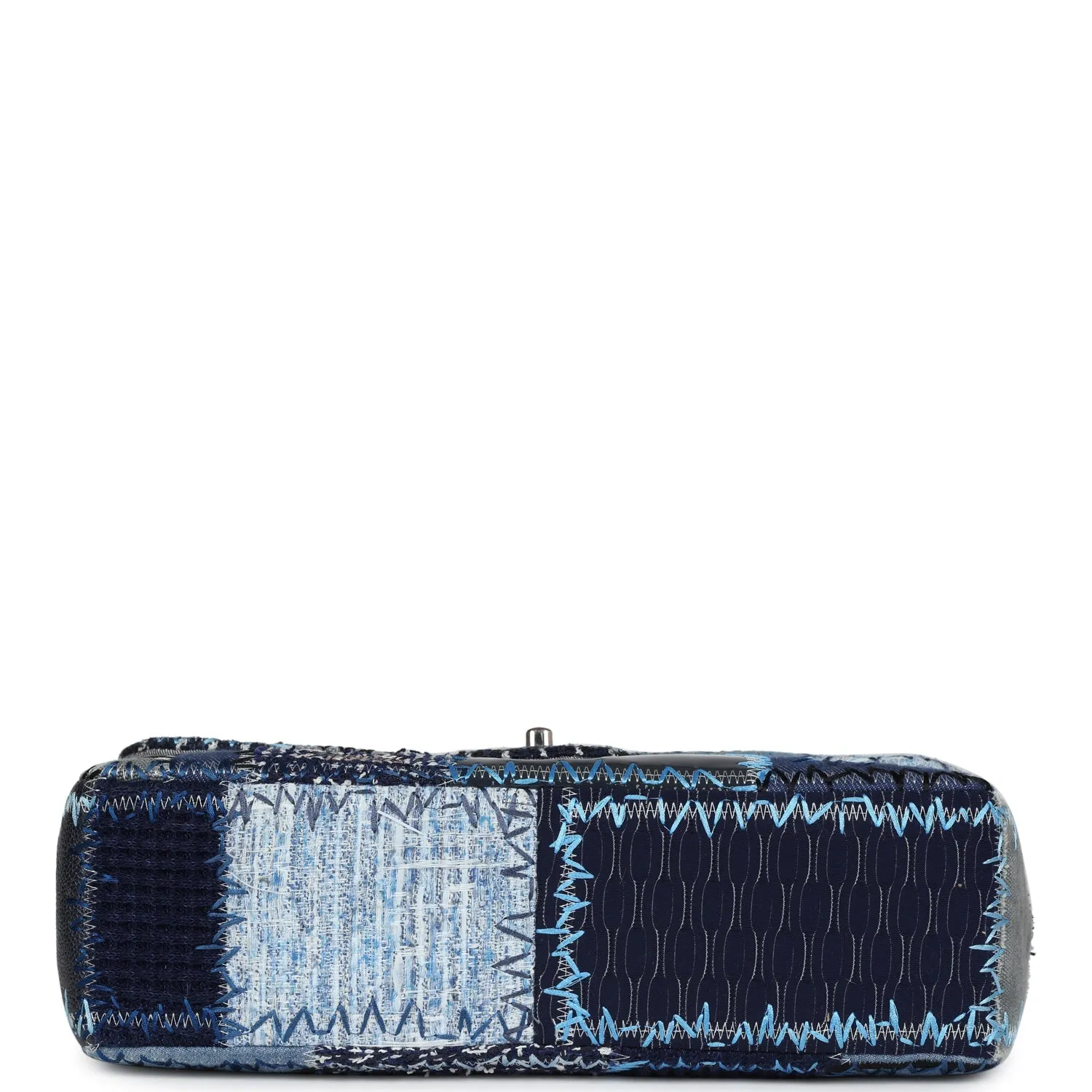 Pre-owned Chanel Jumbo Flap Bag Blue Patchwork Denim Silver Hardware