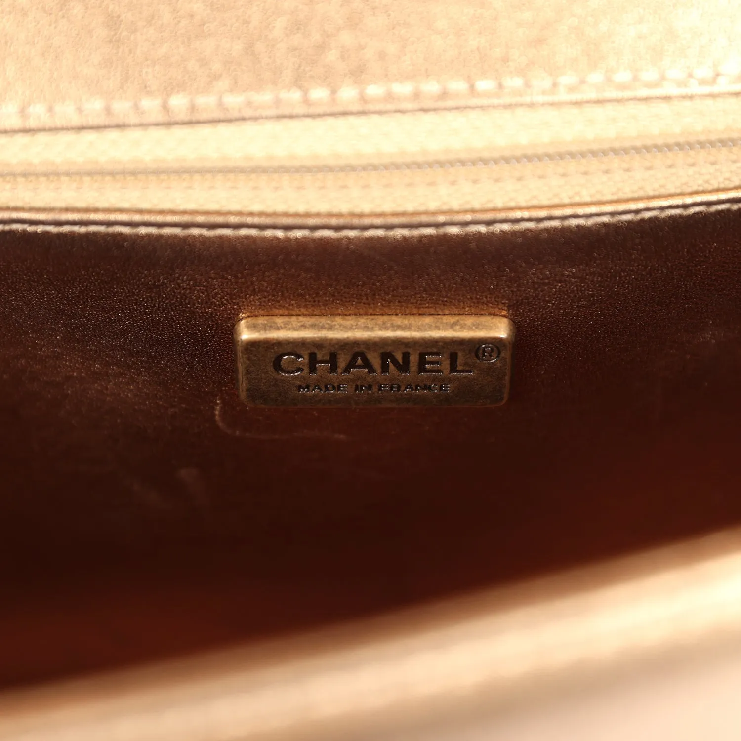 Pre-owned Chanel Medium Boy Bag Metallic Gold Python Antique Gold Hardware