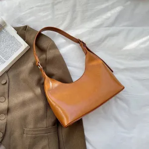 PU Leather Zip Closure Ladies Underarm Handbag