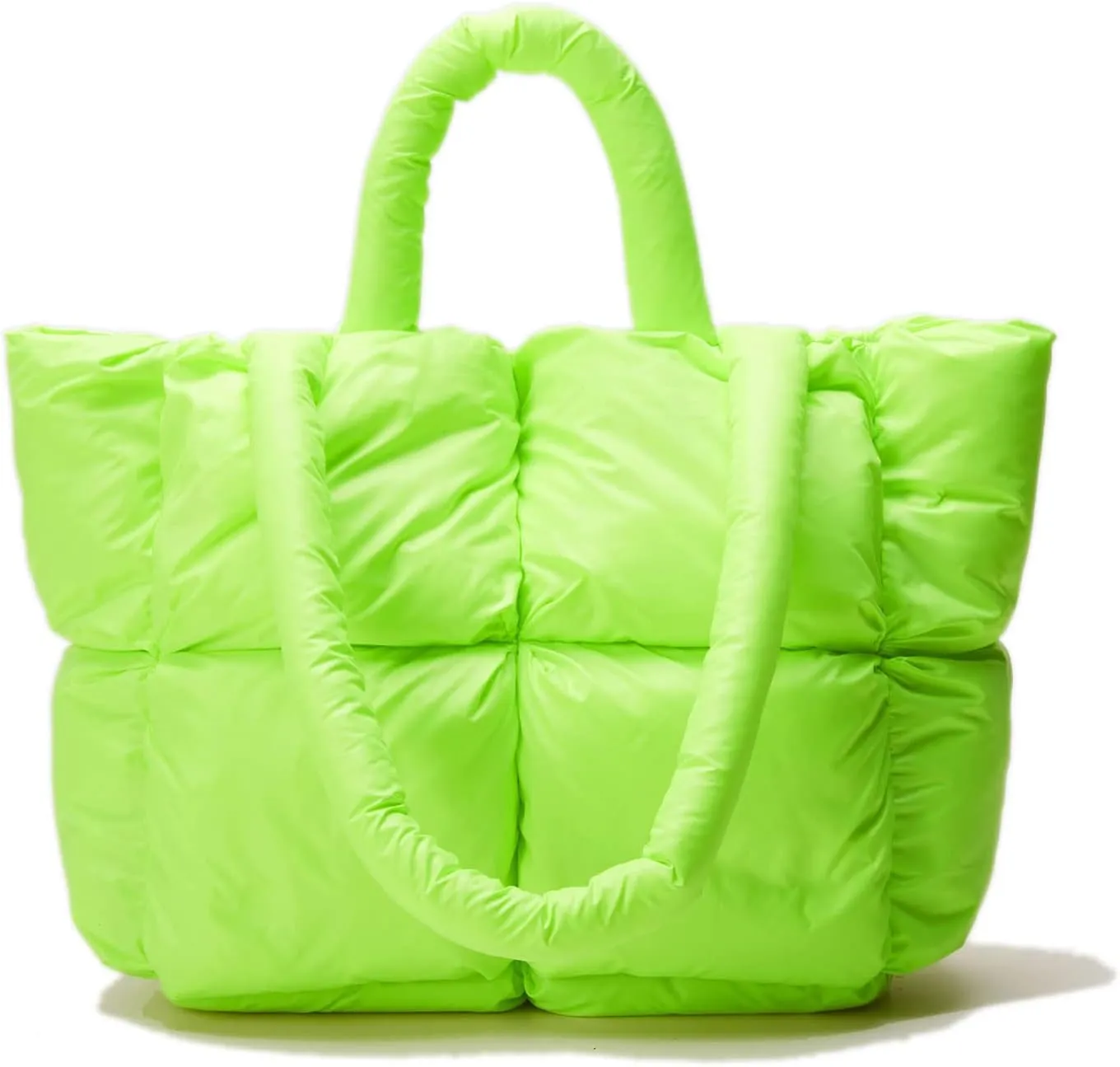 Puffer Shoulder Bag, Luxury Quilted Cotton Padded Tote Bag for Women, Winter Puffer Tote Bag Nylon Pillow Handbag Shopper Bag
