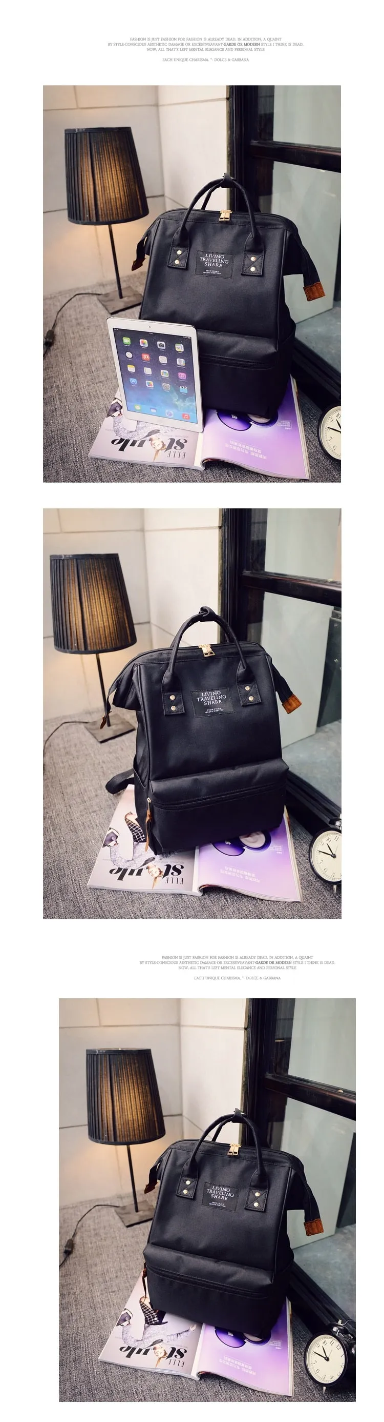 Pure Color Teenager Backpack Shoulder Bag
