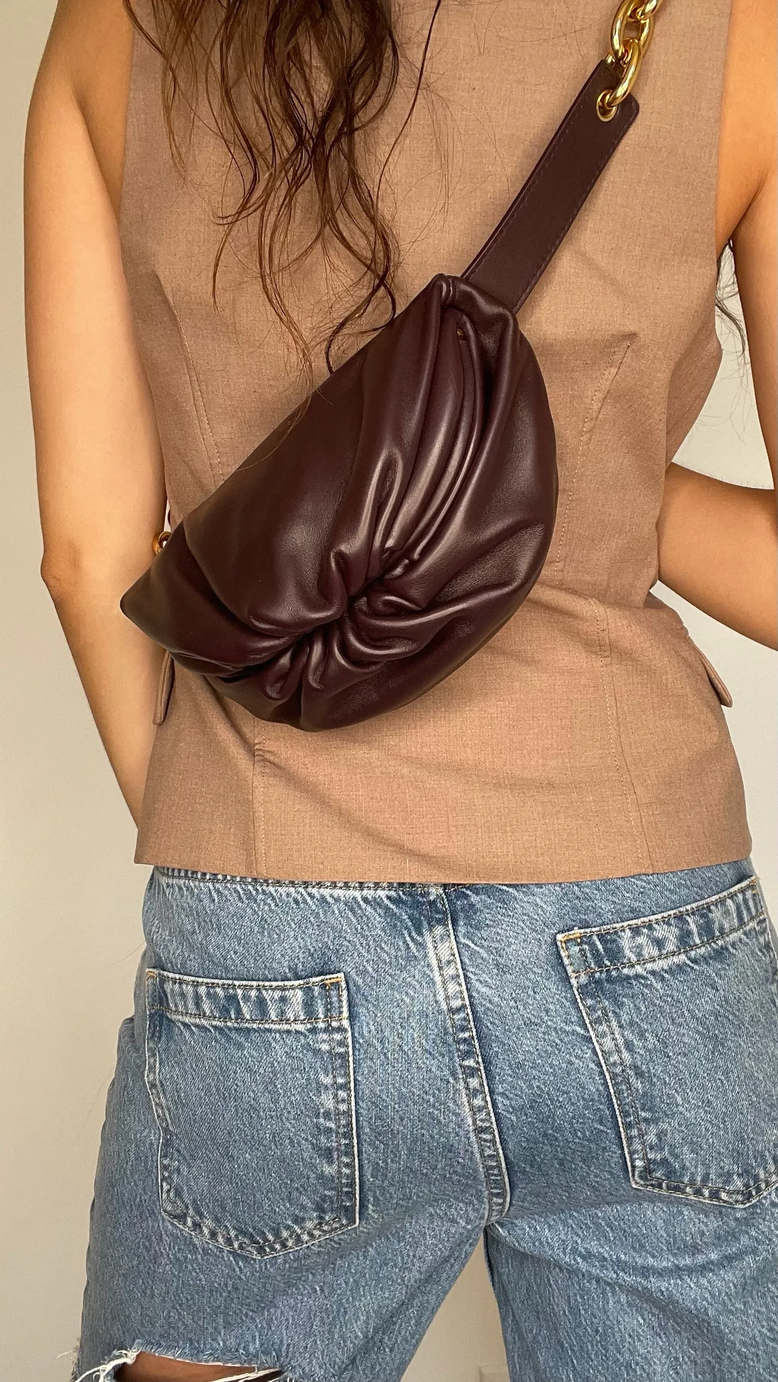 Purple Belt Bag w/Gold Chain