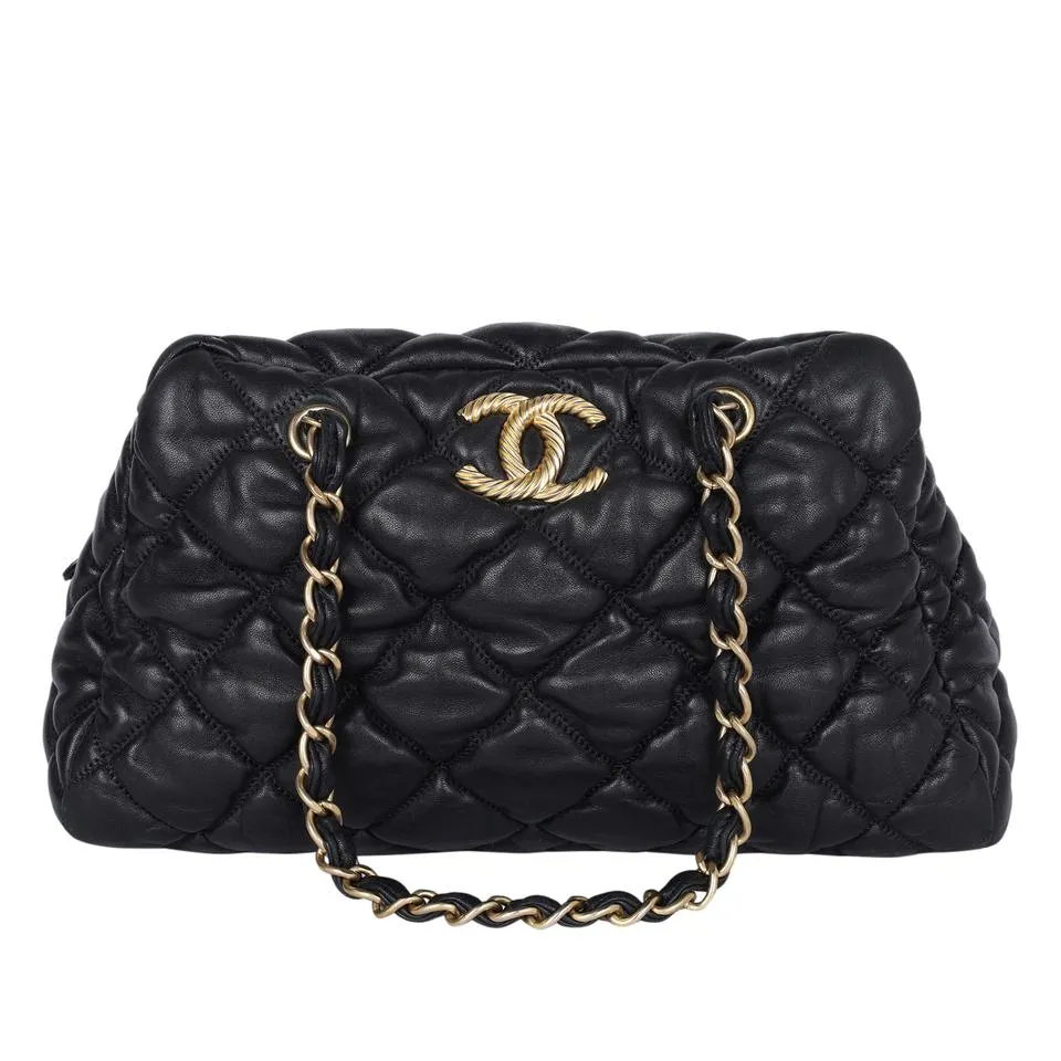 Quilted Calfskin Leather Bubble Shoulder Bag