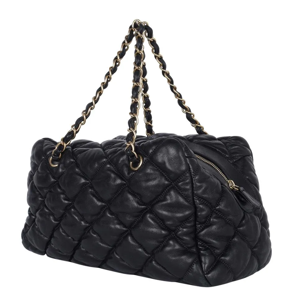 Quilted Calfskin Leather Bubble Shoulder Bag