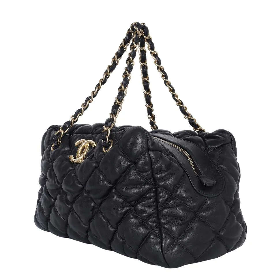 Quilted Calfskin Leather Bubble Shoulder Bag