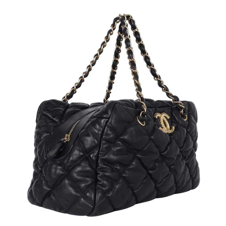 Quilted Calfskin Leather Bubble Shoulder Bag