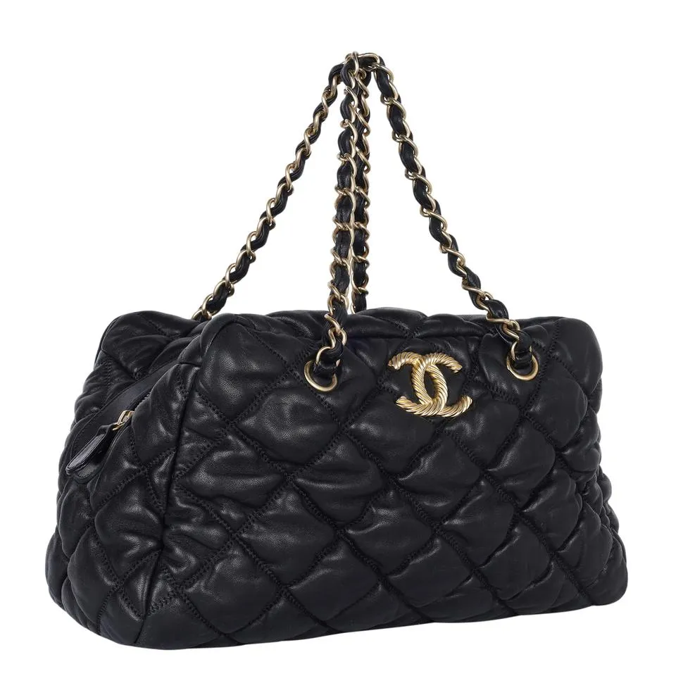 Quilted Calfskin Leather Bubble Shoulder Bag