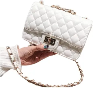 Quilted Crossbody Bags for Women - Vegan Leather Leather Cute Small Purse with Gold Chain Strap, insHandBag