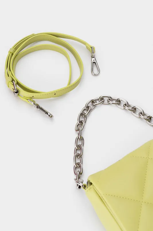 QUILTED PADDED CHAIN CROSSBODY BAG