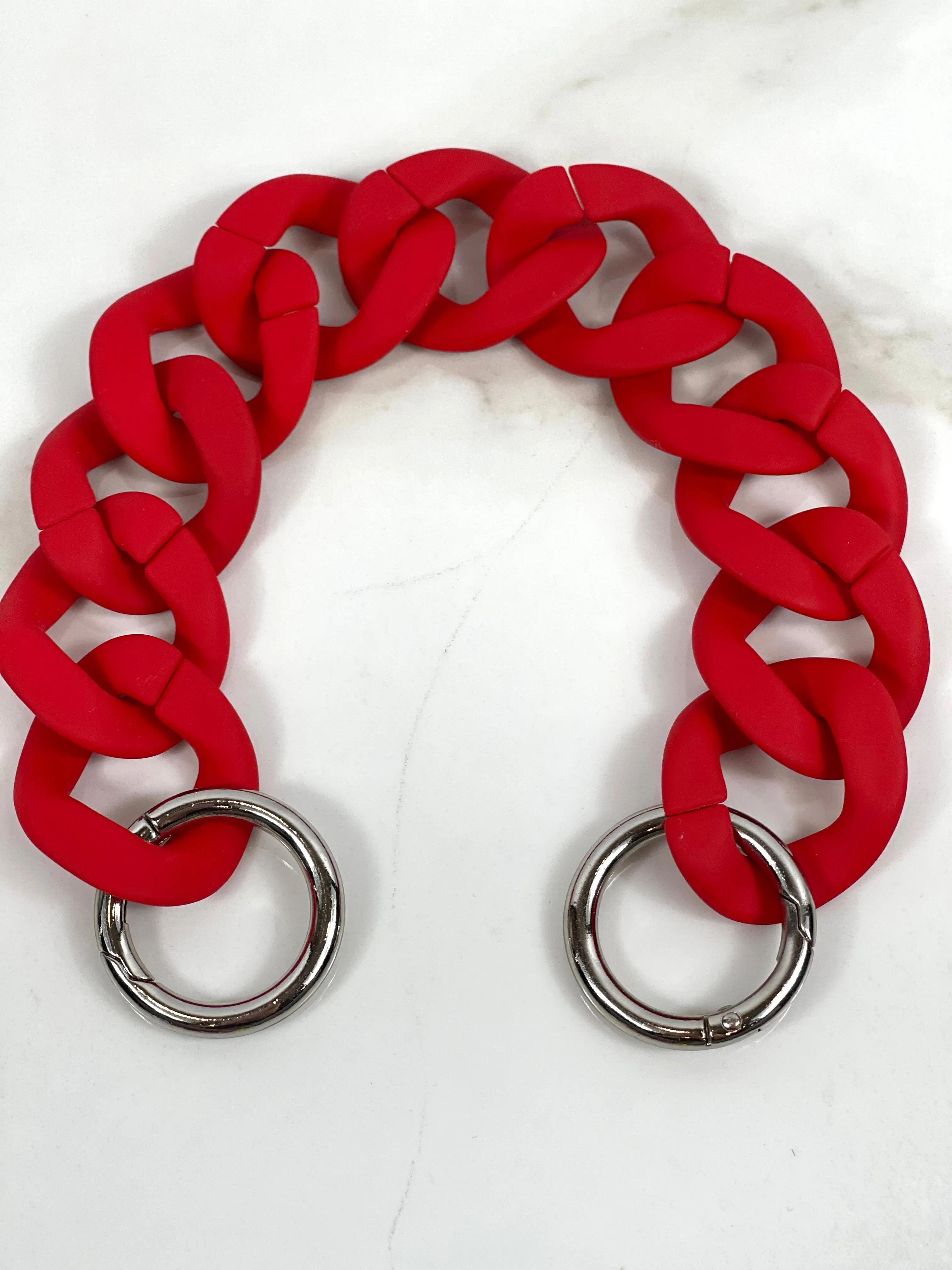 "CANDY APPLE” Matte Acrylic Top Handle Chain 12"