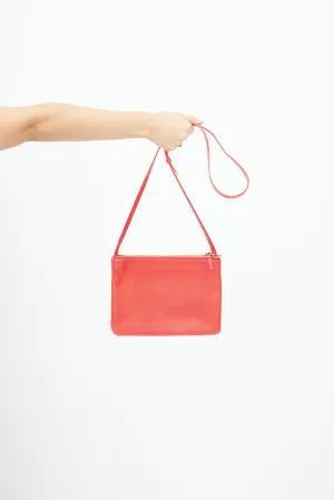 Red Leather Trio Crossbody Bag