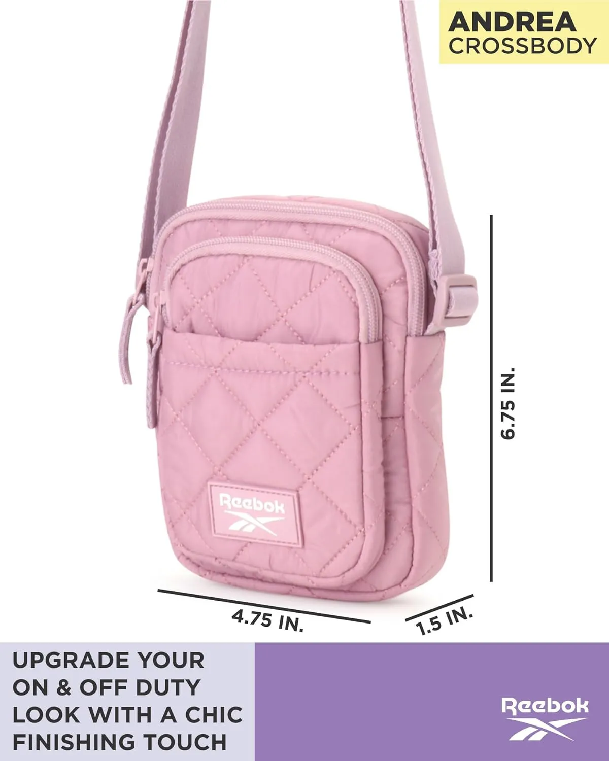 Reebok Womens Crossbody Bags - Lightweight Sling Cell Phone Purse, Quilted Small Crossbody Bags Women