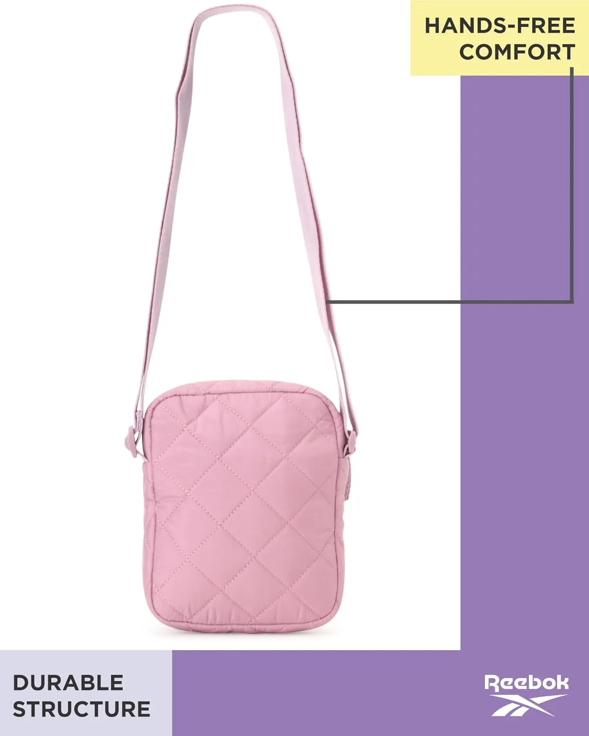 Reebok Womens Crossbody Bags - Lightweight Sling Cell Phone Purse, Quilted Small Crossbody Bags Women