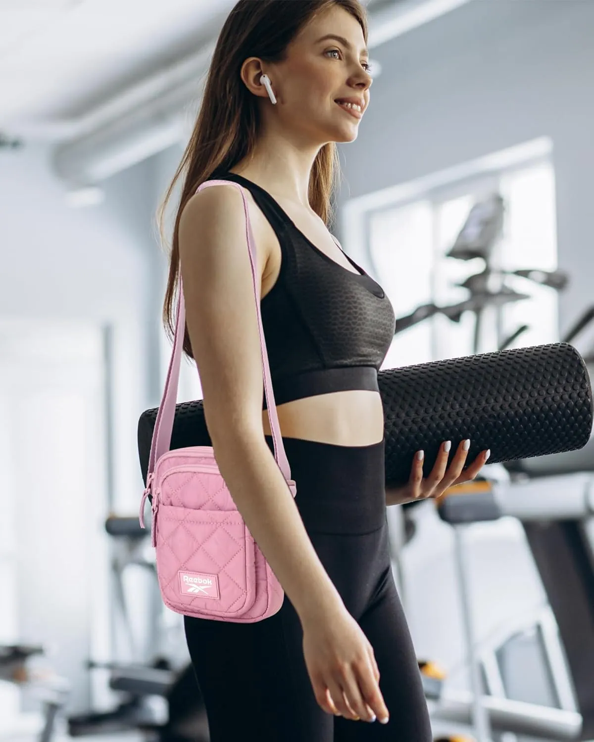 Reebok Womens Crossbody Bags - Lightweight Sling Cell Phone Purse, Quilted Small Crossbody Bags Women