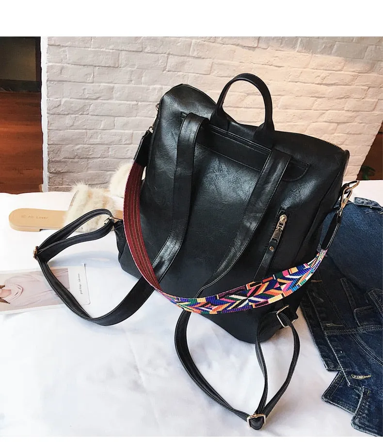 Retro Large PU Leather Rucksack Backpacks