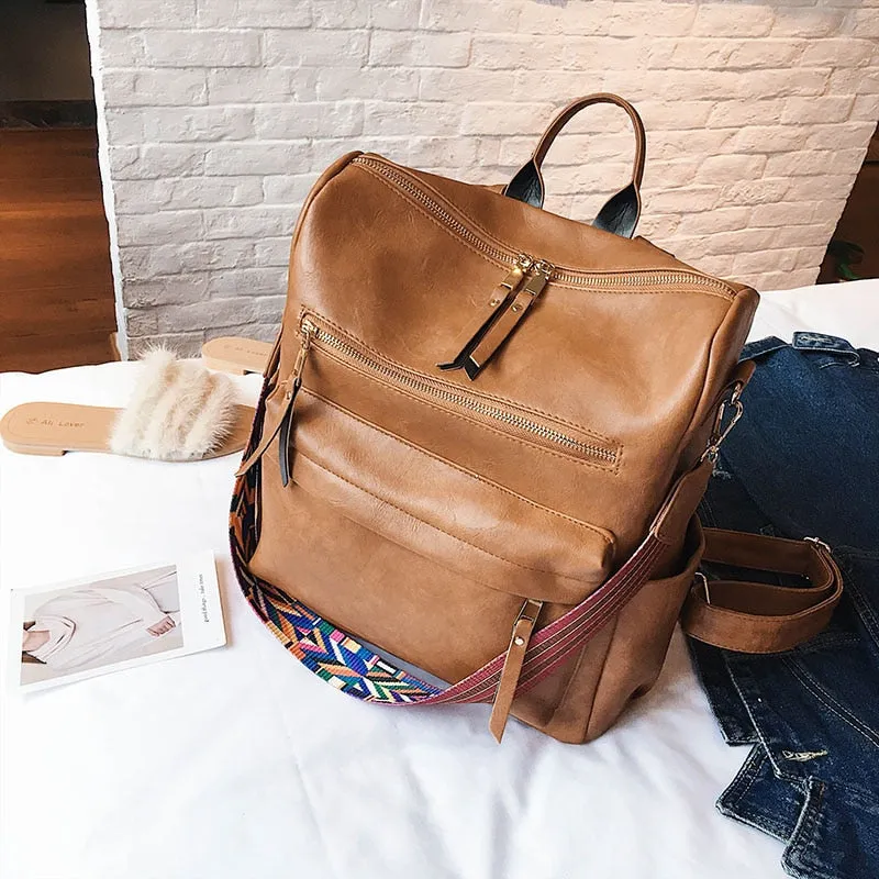 Retro Large PU Leather Rucksack Backpacks