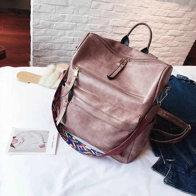 Retro Large PU Leather Rucksack Backpacks