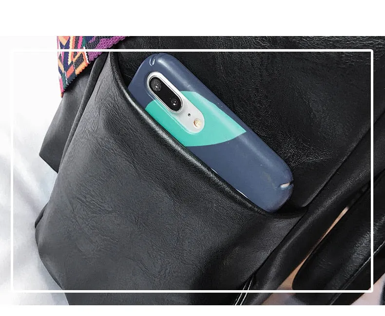 Retro Large PU Leather Rucksack Backpacks