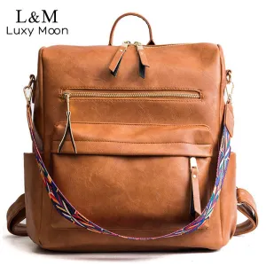 Retro Large PU Leather Rucksack Backpacks