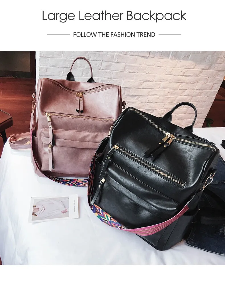 Retro Large PU Leather Rucksack Backpacks