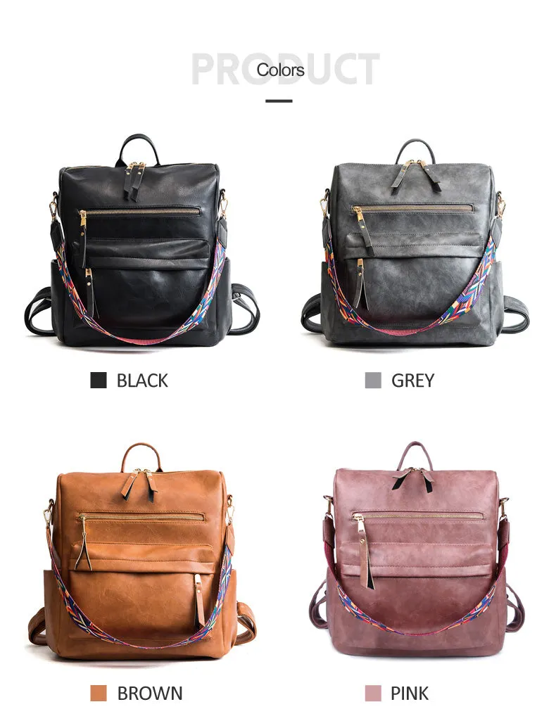 Retro Large PU Leather Rucksack Backpacks
