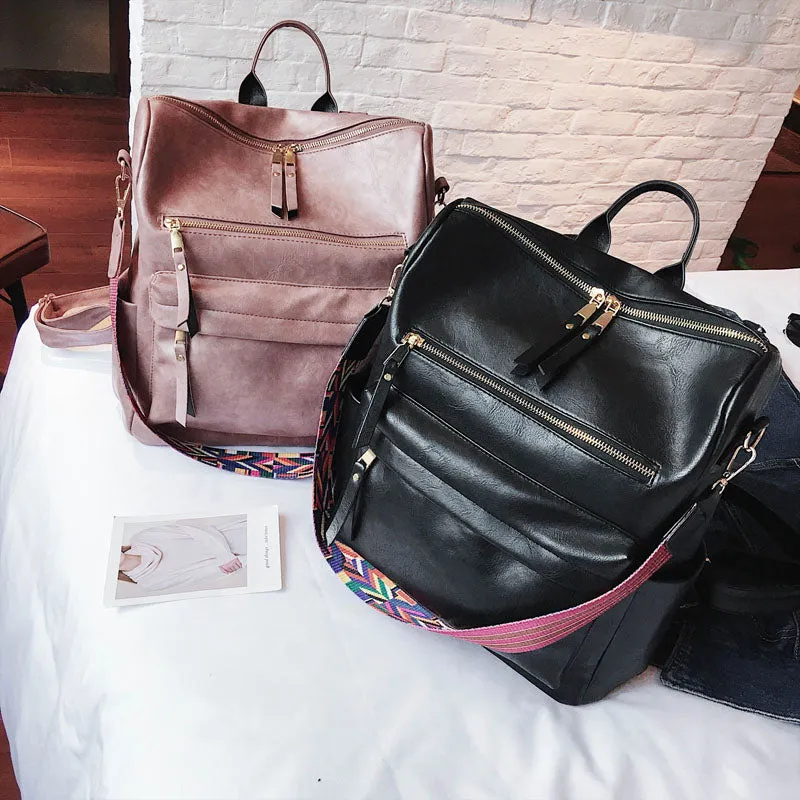 Retro Large PU Leather Rucksack Backpacks