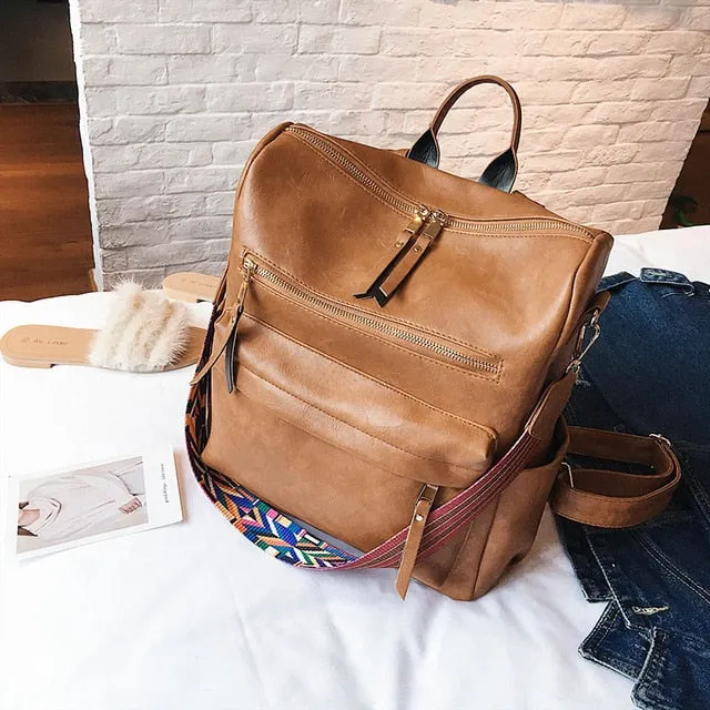 Retro Large PU Leather Rucksack Backpacks