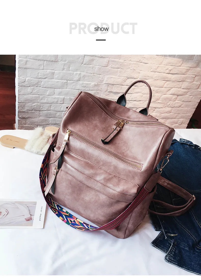 Retro Large PU Leather Rucksack Backpacks