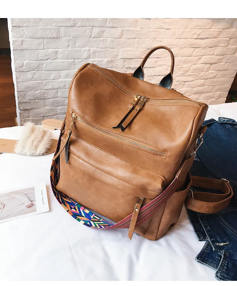 Retro Large PU Leather Rucksack Backpacks
