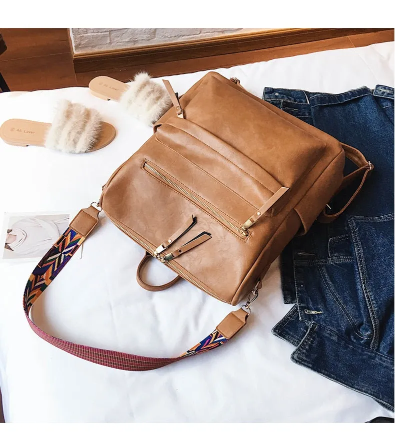 Retro Large PU Leather Rucksack Backpacks
